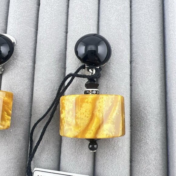 Angela Caputi Earrings CLIP ON Modernist Dangle Resin Geometric Art Gallery NWT - Picture 3 of 11